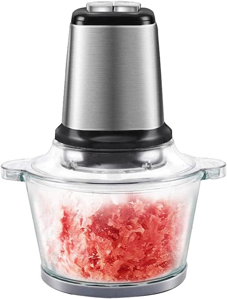 Electric Food Processor & Vegetable Chopper, Blender Grinder for Meat, Onion, Powerful 300W Motor & 4 Detachable Dual Layer Stainless Steel Blades, BPA-Free Glass Bowl