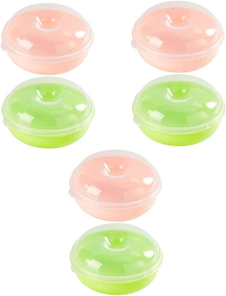 STOBAZA 6pcs Portable Bread Storage Container Set Microwave-safe Round Food Storage Box for Freshness Includes Green Pink for Kitchen Bakery and Go Breakfast