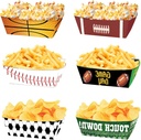 36Pcs Sports Themed Party Paper Food Trays, 5.5 x 3.1 x 1.7 Inches,Sports Themed Birthday Party Supplies, Football Baseball Basketball Rugby Party Decorations,Chips Popcorn Snack Boxes