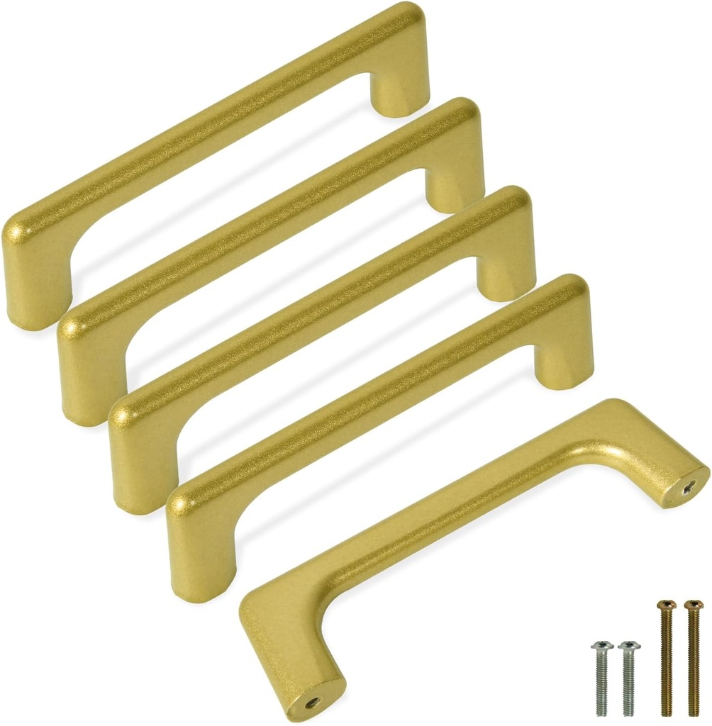 5 Pack Cabinet Handles - Modern Gold Cabinet Hardware Drawer Pulls, Kitchen Cabinet Handles, Drawer Pulls for Bedroom and Bathroom Cupboards and Cabinets (Hole Center 5.03inch/128mm)