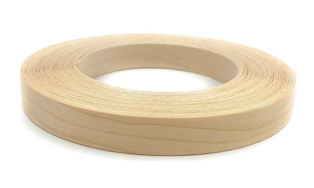 Edge Supply Birch Pre-Finished 13/16" x 50' Roll Preglued, Veneer Edge Banding, Flexible Wood Tape, Easy Application Iron On with Hot Melt Adhesive. Clear UV Laquer Finish Wood Edging