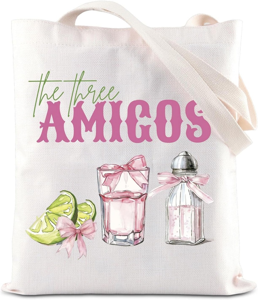 ENSIANTH The Three Amigos Gift Cinco De Mayo Celebration Tote Bag Margarita Cocktail Gift Lime Salt Tequila Shoulder Bag