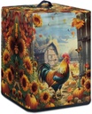 Rooster Dust Cover for Air Fryer Sunflower Pumpkin Kitchen Appliance Cover with Top Handle Pocket Small Food Processor Cover Easy to Clean