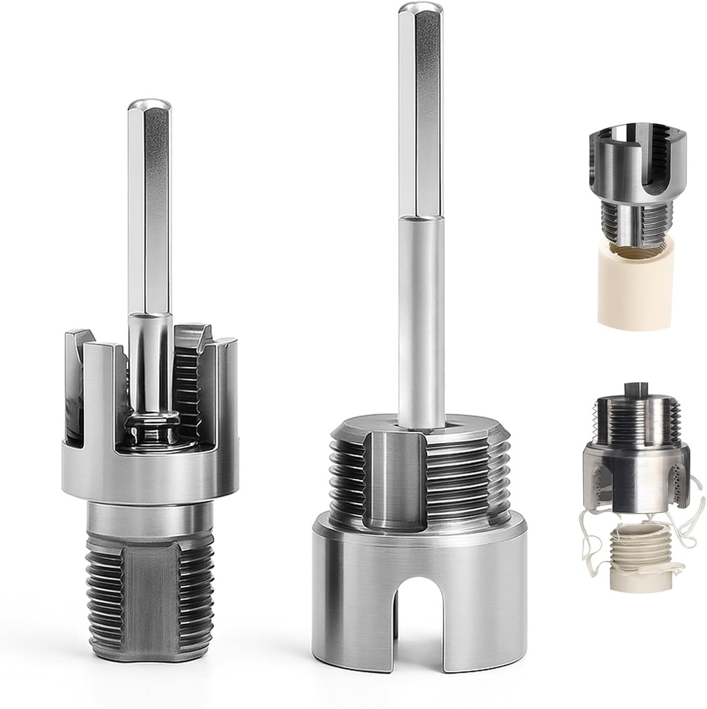 2pcs Pipe Threading Tool with Extension, Integrated Internal & External Pipe Thread Cutting Tool PVC/PPR Water Pipe Threader Kit 1/2" and 3/4" (DN15/DN20) Tapping Tool Thread Drill Bit