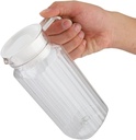 Acrylic Beverage Drink Pitcher, Transparent Bottle Striped Water Ice Cold Jug with Lid and Handle Ribbed Striped for Home(800ml)