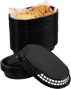 40 Packs Plastic Fast Food Baskets, 10.62 X 6.81 Inch Reusable Oval Food Serving Baskets, Black