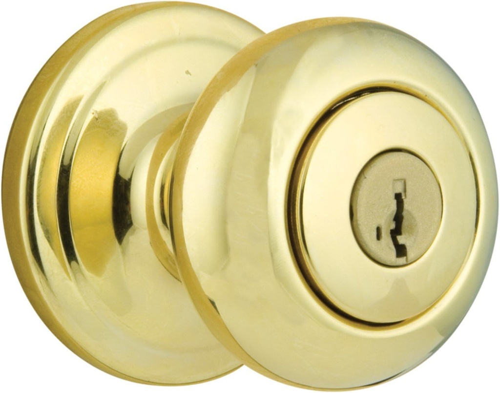 Kwikset Signature Series Juno Polished Brass Steel ANSI/BHMA Grade 2 Entry Lockset 1-3/4 in.