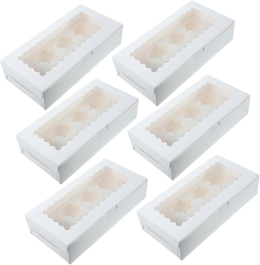 10pcs Cookie Box Window Pastry Boxes White Bakery Storage for Desserts Cupcake and Cake Packaging