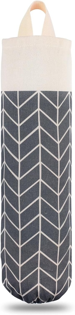 Plastic Bag Holder, Canvas Grocery Bag Holder Dispenser, Wall Mount Shopping Trash Bag Storage Organizer for Home Kitchen (Dark Grey)