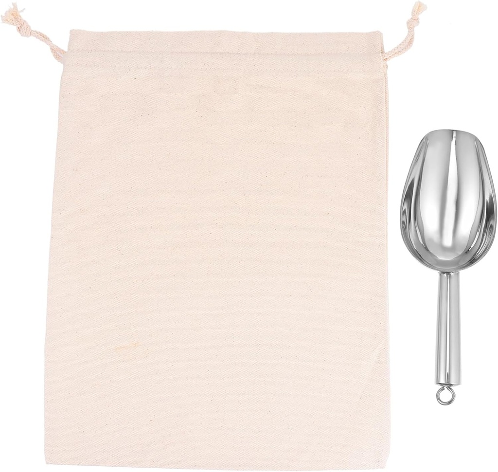 Ciieeo 1set Stainless Steel Ice Shovel with Ice Bag Kitchen Gadget for Ice Cubes Food for Parties Bbq Buffets and More