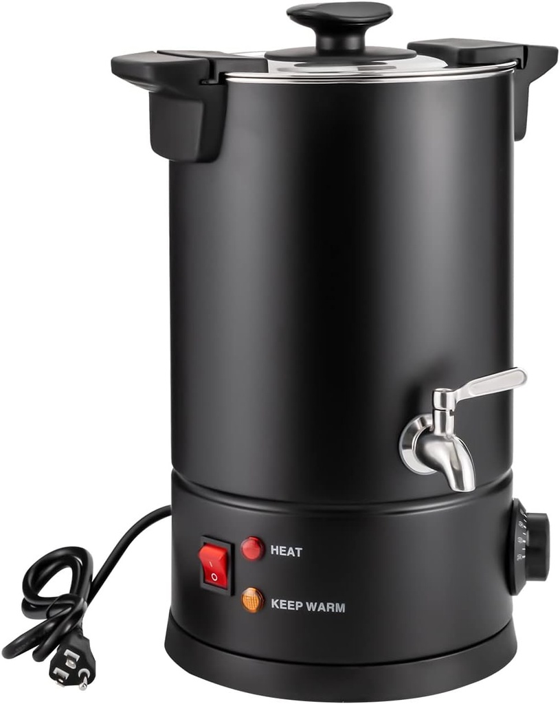 1KW Large Coffee Urn and Hot Beverage Dispenser Percolate Coffee Pot Maker 6.1L/270Oz 30-Cup Steel Electric Coffee Urn with Faucet for Quick Brewing Commercial Percolating Urn, Black