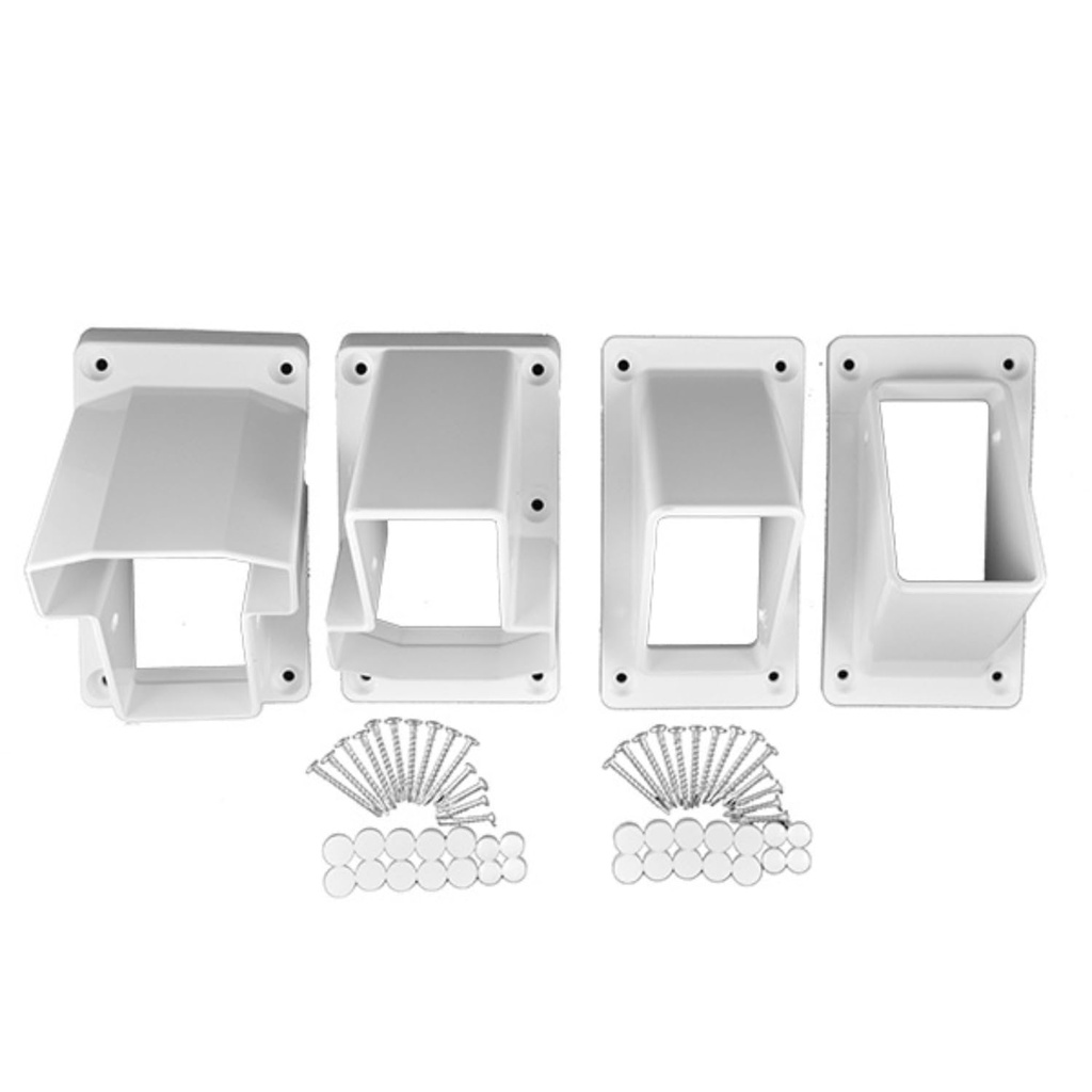 Weatherables Stair Vinyl Railing Brackets – Porch and Deck Railing Bracket Set for Stairs, Top & Bottom Classic Brackets for Yorkshire and Bolton Vinyl Railing Kit (White)