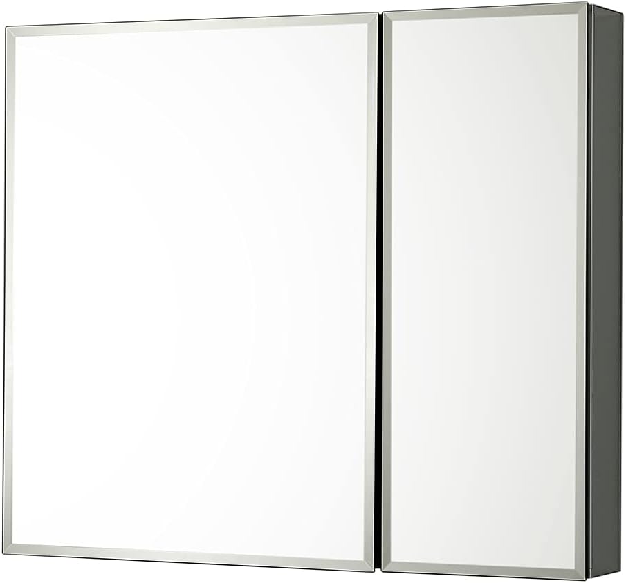 Blossom 25x26 Inch Aluminum Medicine Cabinet with Mirror – Recessed or Surface Wall Mounted Bathroom Storage with Adjustable Glass Shelves, Soft Close Hinges, Rust-Resistant and Modern Mirrored Design