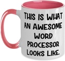 This is What an Awesome Word Processor Looks. Two Tone 11oz Mug, Word processor Present From Coworkers, Nice Cup For Colleagues, Funny cup gift ideas, Unique funny cup gifts, Inexpensive funny cup
