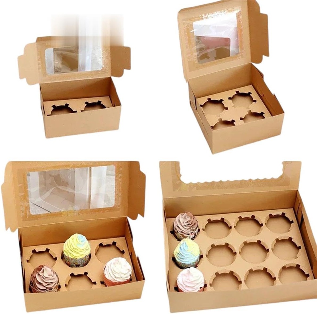 2/4/6/12 Holes Cupcake Packing Box Muffin Box Biscuit Pastry Box Kraft Paper Cake Chocolate Packaging Baking Tools