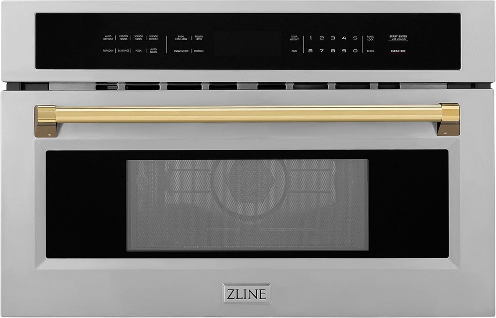 ZLINE Autograph Edition 30” 1.6 cu ft. Built-in Convection Microwave Oven in Stainless Steel and Gold Accents