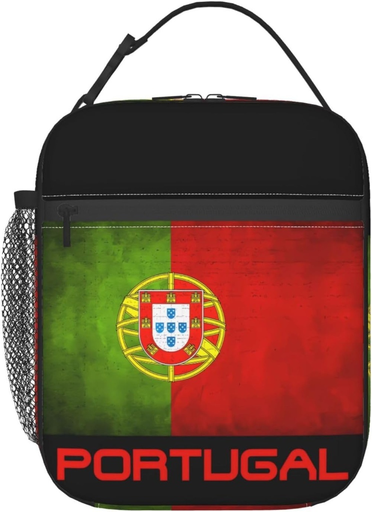 Vintage Portugal Portuguese Flag Insulated Lunch Box Thermal Cooler Lunch Bag Portable Tote Bag Reusable Large Capacity Handbag For Office Travel Picnic Beach Hiking