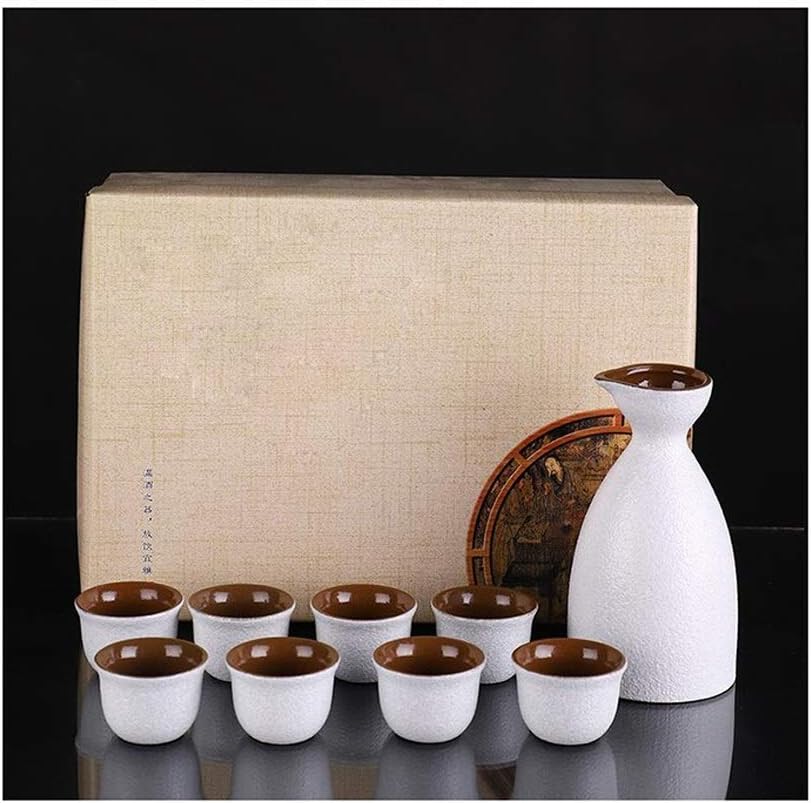Wine Set Ceramic Sake Set, Handmade in Japanese Style,White