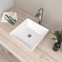 Mocoloo White Vessel Sink 16 x 16 Inch Square Ceramic Bathroom Sinks Above Counter Porcelain Vanity Top Sinks Square Countertop Modern Bathroom Sink 16 Inch Single Art Basin