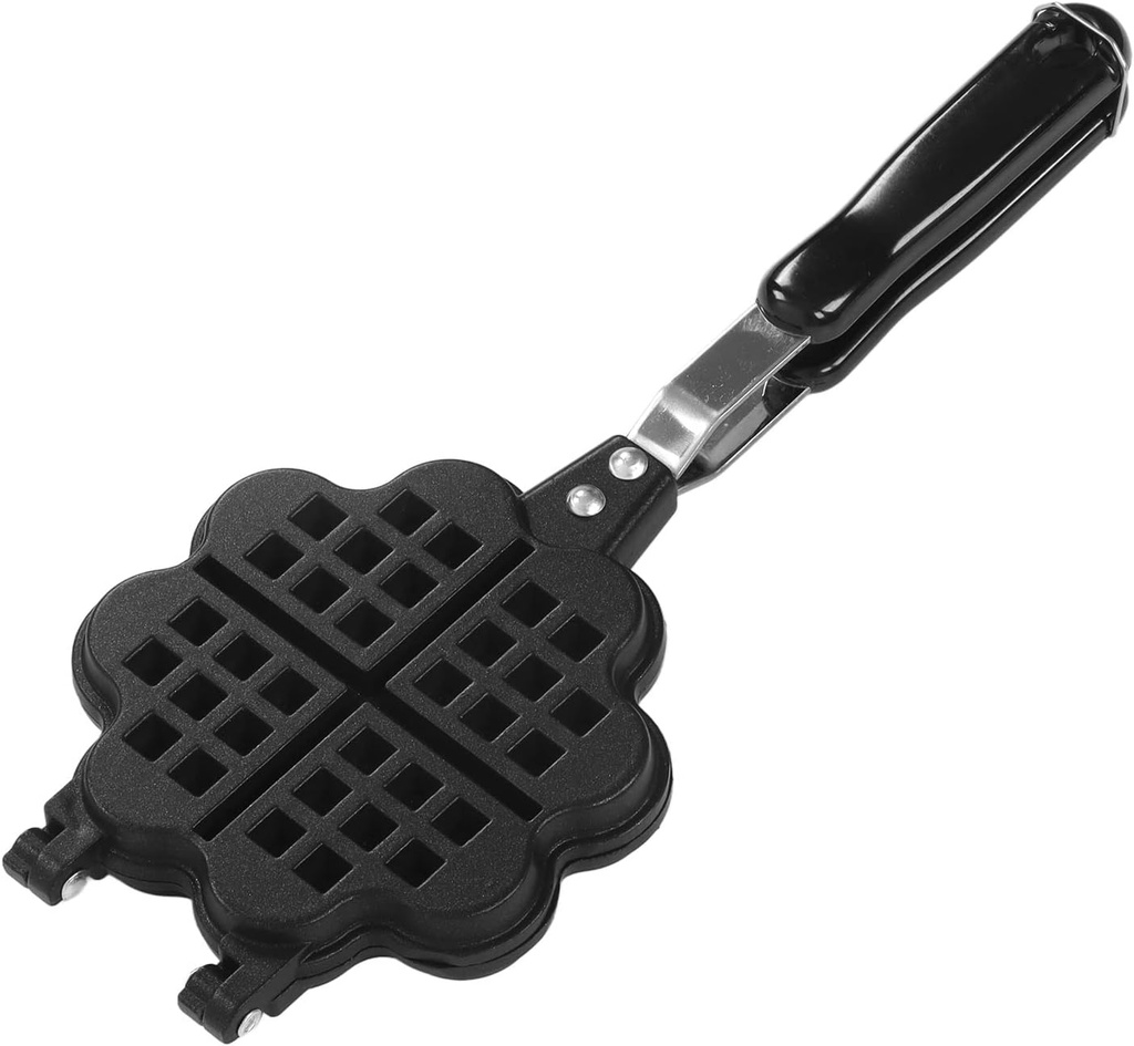 Non Stick Waffle Iron, Double Sided Waffle Maker Pan Stove Top Iron Waffle Maker for Belgian Waffles Sandwich Toaster, Breakfast and More