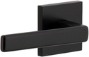 Viaggio QADLUS_PSG_234_LH Quadrato Left Handed Solid Brass Passage Door Lever Set with Lusso Lever and Quadrato Backplate - 2-3/4" Backset - Satin Black