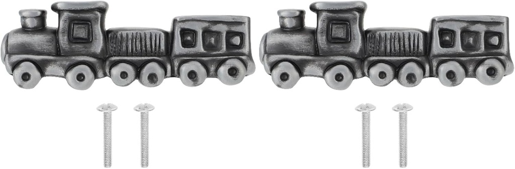 TEHAUX 2 Sets Cabinet Knobs, Grey Train Kids Dresser Knobs, Zinc Alloy Drawer Pulls for Children's Room, Wardrobe, Dresser, Drawer Handle pulls Vintage