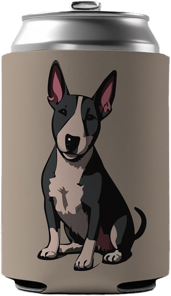 Bull Terrier Dog Sitting Can Cooler Beer Soda Drink Insulated Holder Sleeve Hugger