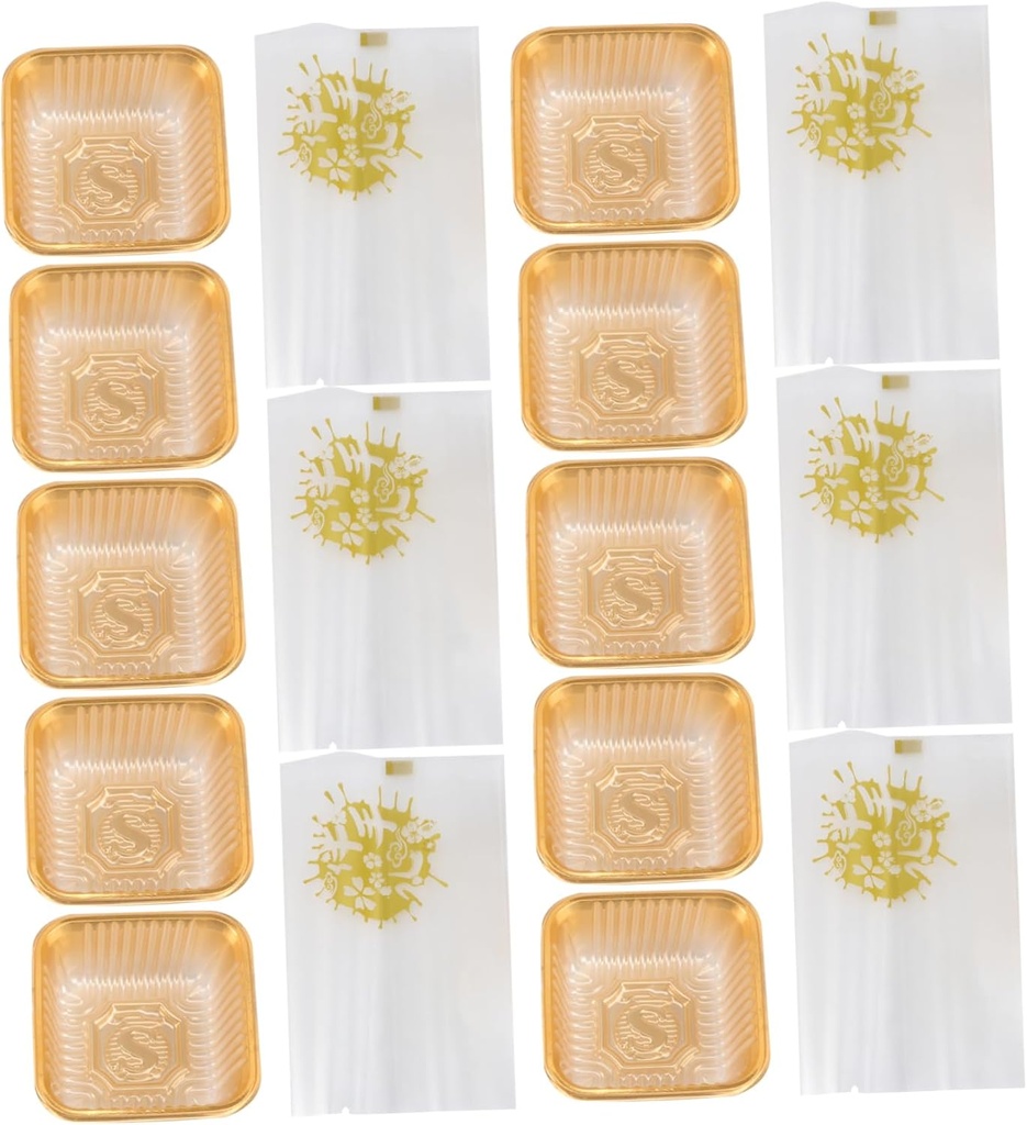 Alipis 100sets Moon Cake Packaging Bags and Dessert Holders Egg-yolk Puff Trays Blister Boxes for Festivals Freshness Sealing for Pastries and Treats