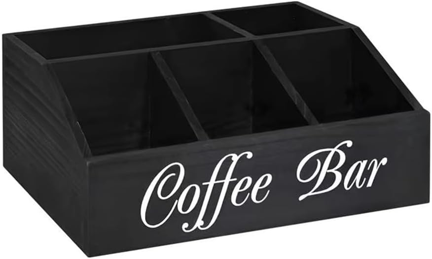 Coffee Station Counter Organizer Countertop Wooden Basket Holder Wood Coffee Pods Holder Storage Basket for Offices
