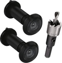 TOGU 2 PCS of peep Holes for Door with a 7/11" Drill bit Solid Brass Front Door Peephole with Optical Glass Lens Fitting Door thickn from 1-2/5" to 2-1/5" Door viewer Peephole with matt Black Finish