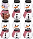 12 Pcs Plastic Candy Jars for Christmas Party Favors Snowman Christmas Candy Jars with Lids Clear Xmas Cookie Jar Container Chocolate Storage Jar with Stickers, Ribbon for Marshmallow Gift