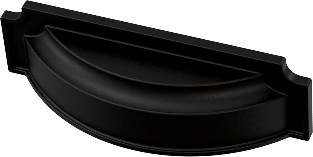 FRANKLIN BRASS Notched Backplate (10-Pack) Cabinet Handles Dual Mount 3 or 3-3/4" Hole Center Cup Pulls | Matte Black Hardware Kitchen Door, Drawers, Dressers, Furniture P40110C-FB-B