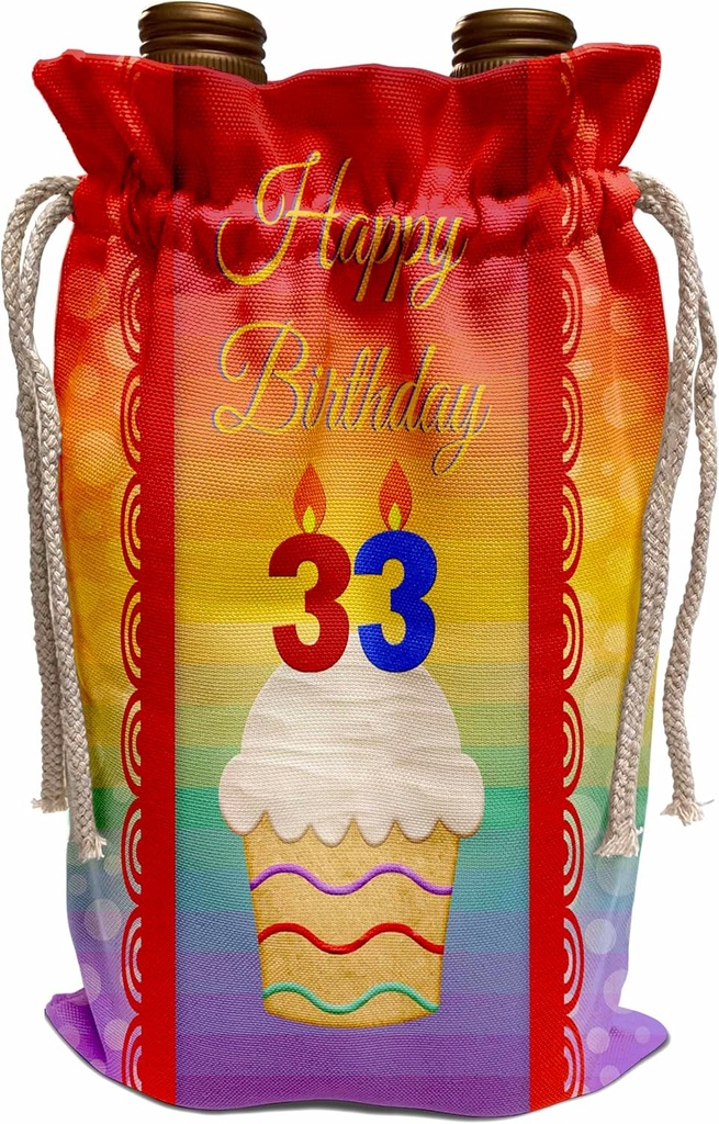 Wine Bag - Cupcake with Number Candles, 33 Years Old Birthday Birthday Design