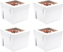 JJO Tall Cake Boxes for Tier Cakes, 14x14x12 Inches 4 Pack,White Bakery Boxes with Window,Disposable Cake Containers, Sturdy Wedding Tall Cake Carrier, Layer Cake Carrier