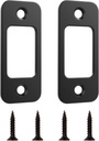 Deadbolt Strike Plate Door Backplate 1" x 2-1/4" Round Corner (Matte Black) with Screws 1-3/8" - 2 Pack