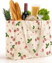 Large Canvas Grocery Tote Bag - Reusable Extra Large Shopping Shoulder Bags with 6 Inner Pockets & 2 Handle Strap