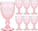 6 Pcs Pink Wine Glasses,Goblet Glasses,Vintage Glassware, Made of Sturdy and Durable Glass Can be Used for Weddings, Everyday Fun Parties and More!