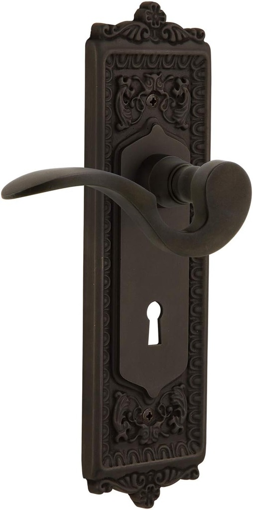 Nostalgic Warehouse Egg & Dart Plate Single Dummy with Keyhole Manor Lever in Oil-Rubbed Bronze