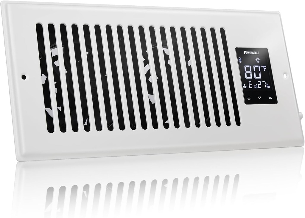 PowerScale 4" x 10" Smart Vent & Quiet Air Booster Register Fan with Humidity Sensor | Register fan with LCD Display | Ceiling register booster fan for Efficient HVAC Air Boosting