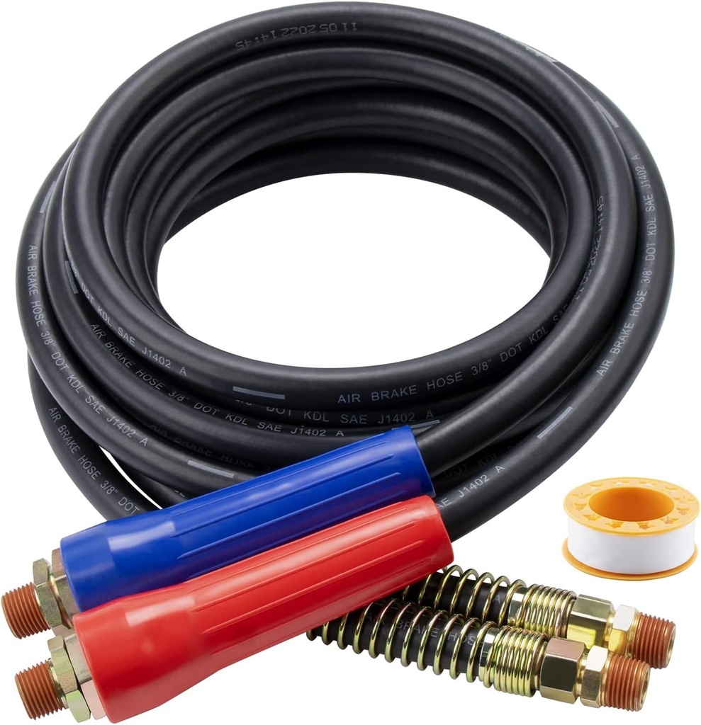 12 FT Air Line Hose Assembly Set Straight Heavy Duty Air Power Hoses for Semi Truck Trailer Tractor