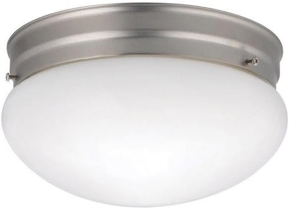 Kichler Ceiling Space 9" 2 Light Flush Mount with White Globe in Brushed Nickel