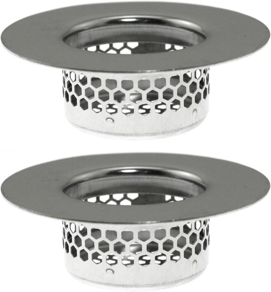 Maxmoral 2PCS Bathroom Sink Strainer Stainless Steel Bathtub Drain Cover Vanity Drain Strainer Bathroom Laundry Anti Clogging Magic Floor Drain Fits Hole Sizes 1.25 to 1.60 Inch