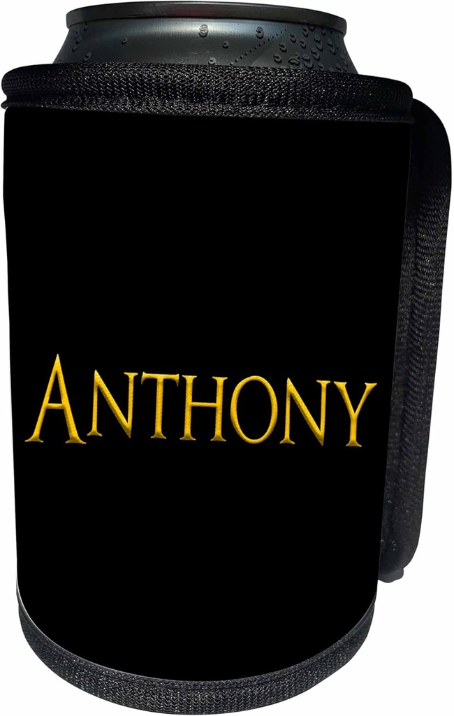 Can Cooler Bottle Wrap - Anthony popular man name in the America. Yellow on black gift Alexis Design - Popular Male Names in USA