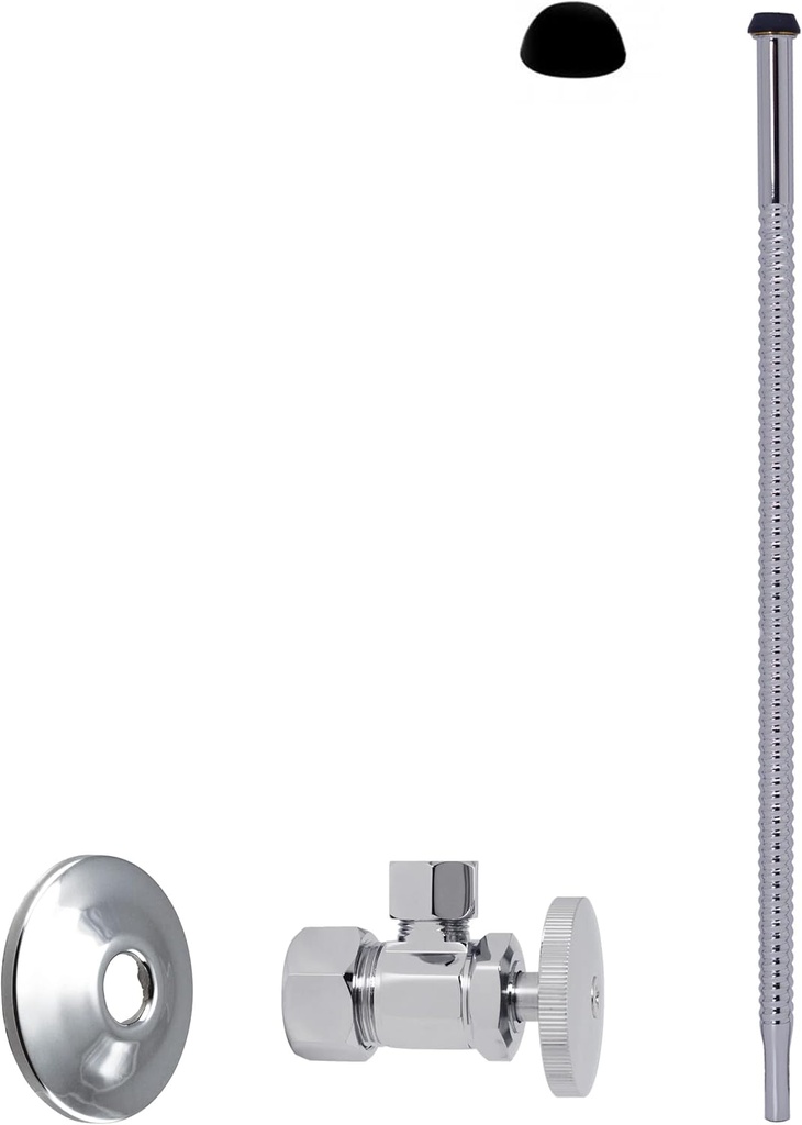 Westbrass Corrugated Supply Kit with Round Handle, 5/8" OD x 3/8" OD x 15", Polished Chrome, D105K15-26