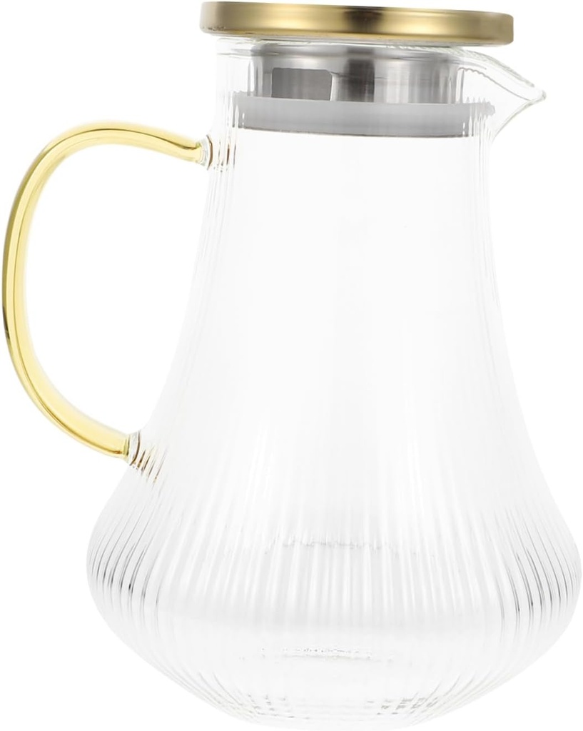 Mikinona 1pc Glass Jug Kettle Elegant Design for Iced Tea and Juice Thickened Glass for Home and Entertaining