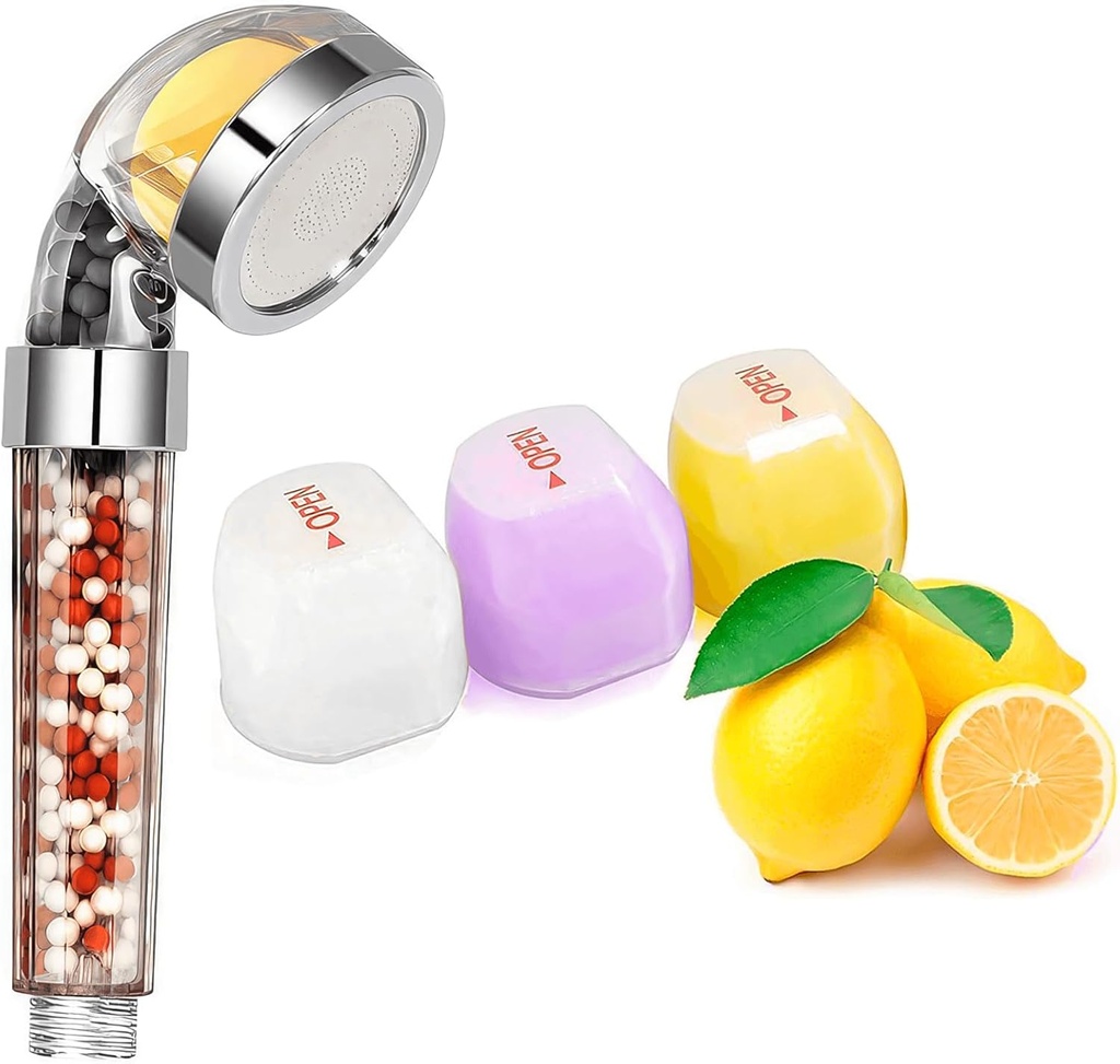 3pcs Jasmine/Lavender/Lemon Balm Replacement Filters Set for Vitamin C Filter Shower Head, Softens Hard Water, Showerhead Filter, Removes Chlorine, Chloramine & Fluoride - Helps Dry Skin & Hair Loss