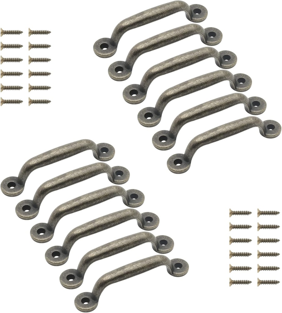 12 Pcs 3 1/2 inch Drawer Pulls, Antique Cabinet Handles, Decorative Handles for Dresser Drawer Jewelry Box, Bronze