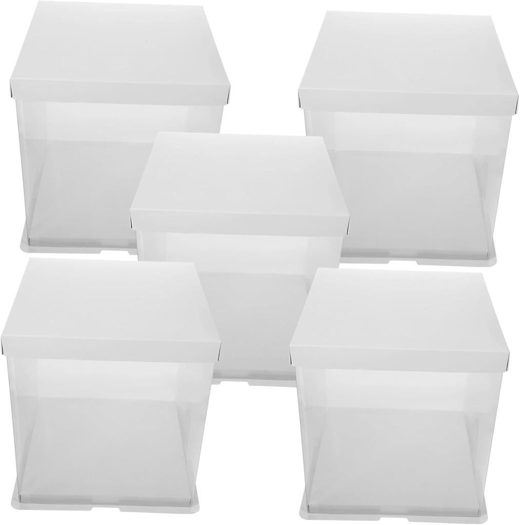 Cabilock 5pcs Clear Cake Boxes for Easy Storage and Transport for Birthdays Weddings and Parties Lightweight Packaging for Cakes and Desserts