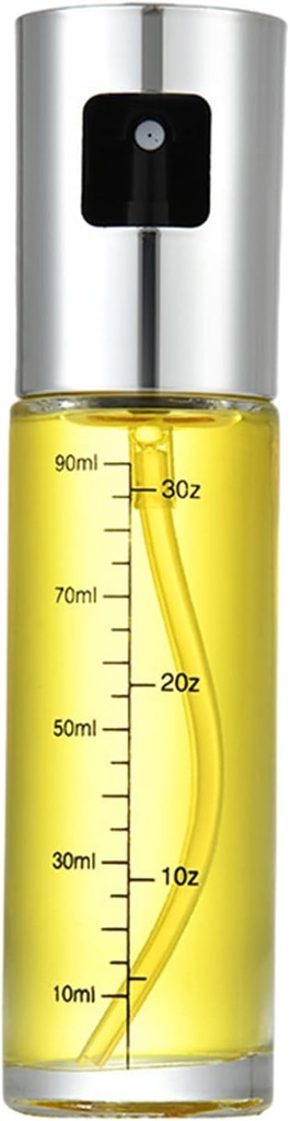 BONDIJ Oil Spray Bottle, 100ml Glass Kitchen Olive Oil Mister, Portable Food Spray Bottle, Refillable Oil Dispenser Mister, Non Slip Bbq Oil Bottle, Salad Oil Container for Grilling Kitchen Frying