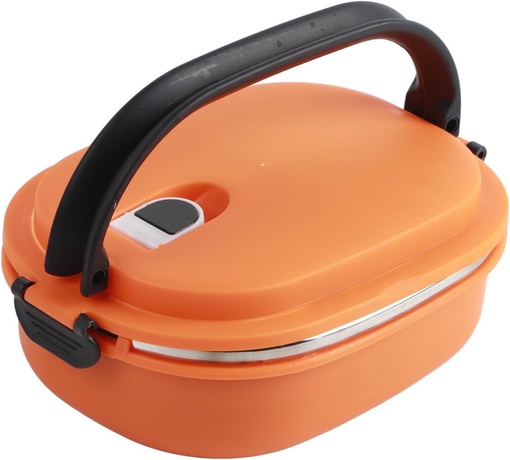 Stainless Steel Insulated Food Storage Box 1 Layer Portable Stackable Supper Dinner Lunch Box Food Warmer Box Hot Food Lunch Containers for Adults Orange